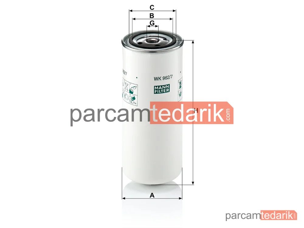MANN FILTER WK962/7 | Yakıt Filtresi — Volvo FH12 93=>, FL 00=>, FM7 98-01, FM12 98-05