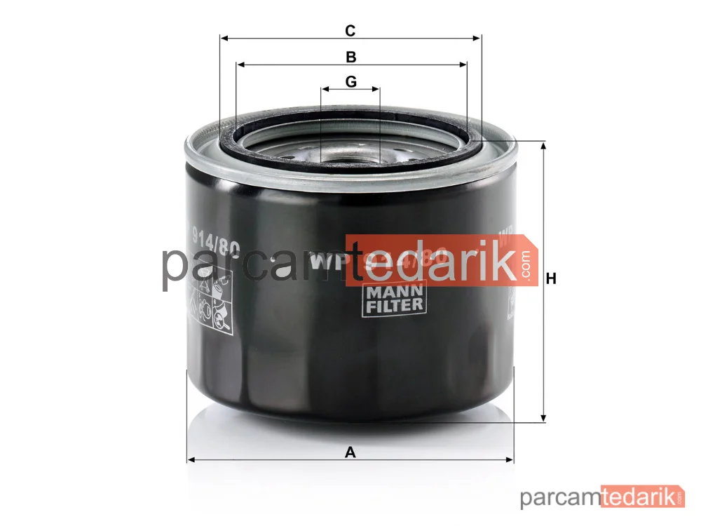 MANN FILTER WP914/80 | Yağ Filtresi — Toyota Camry 2.0 TD 86-91, Corolla 1.8 D 87-93