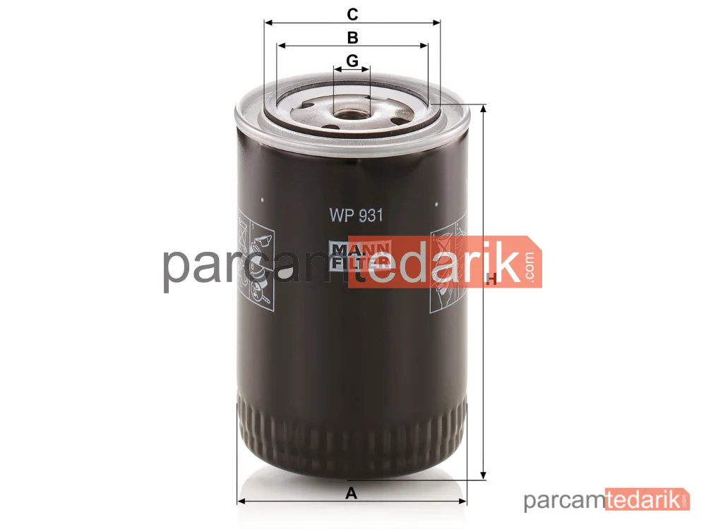MANN FILTER WP931 | Yağ Filtresi — Fiat 1100-1900 61-69, 1500-2300 62-70