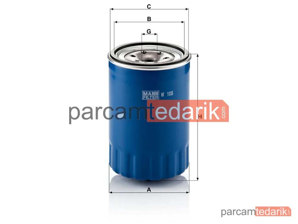 MANN FILTER W1035 | Yağ Filtresi — Kia Pregio 2.7 D 97=>