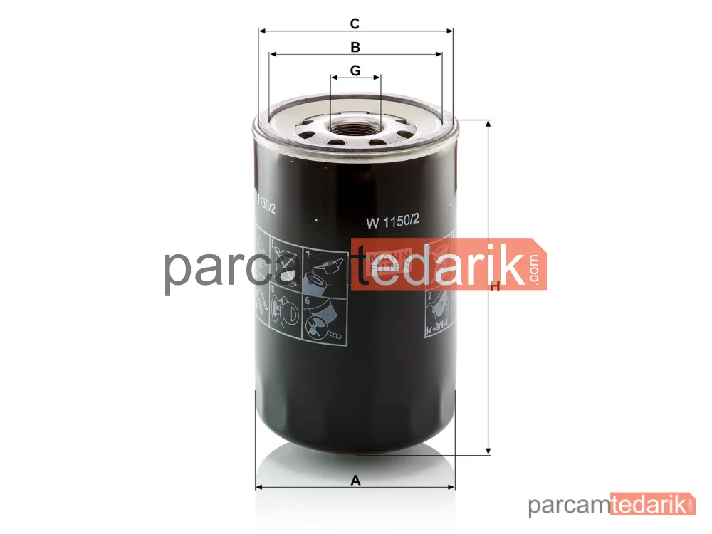 MANN FILTER W1150/2 | Yağ Filtresi — Fiat 400 466 68-86, New Holland 90 Serisi 160-90 93=>