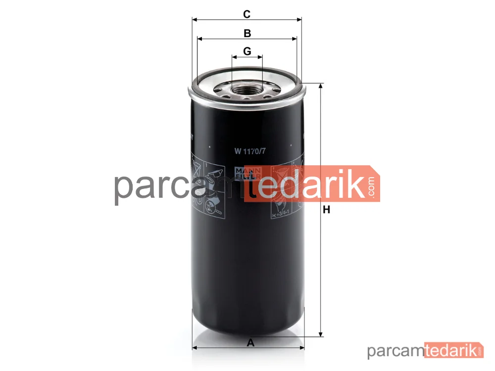 MANN FILTER W1170/7 | Yağ Filtresi — Iveco Eurostar 93-02, Eurotech MT 92-96
