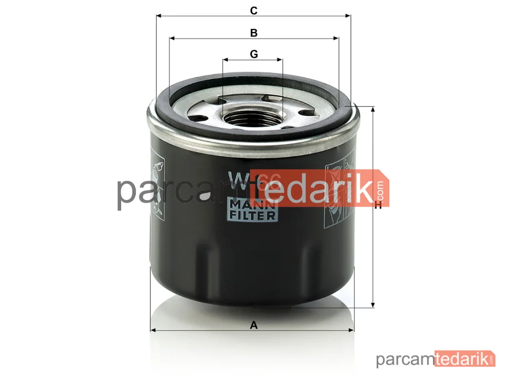 MANN FILTER W66 | Yağ Filtresi — Renault Clio IV 1.2 16V D4F 12-15, Clio III 1.2 16V D4F 05-14