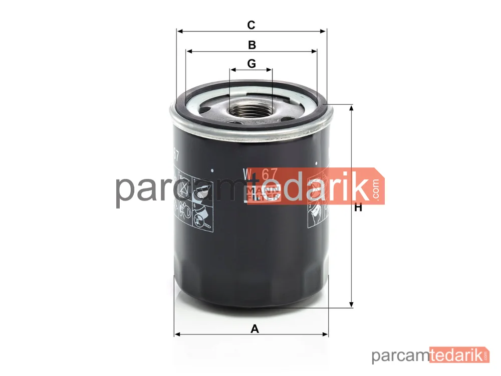MANN FILTER W67 | Yağ Filtresi — Mitsubishi Colt VI 1.3-1.1-1.5 04-12