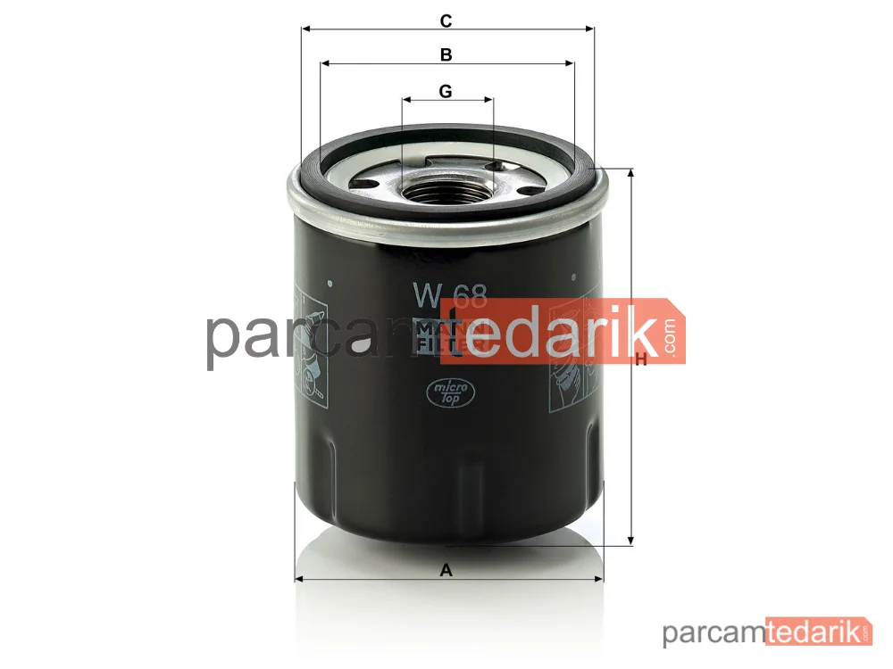 MANN FILTER W68 | Yağ Filtresi — Renault Clio II 1.2 16V 01-16, Clio III 1.2 16V 05-14, Kangoo 1.2 16V 01=>