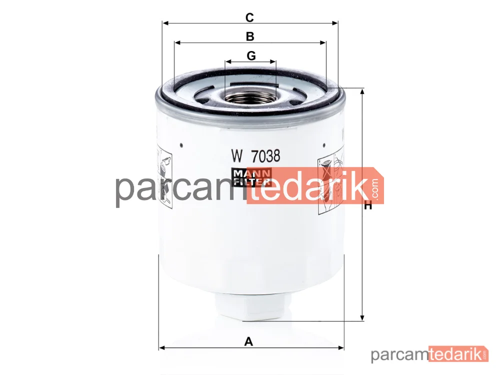 MANN FILTER W7038 | Yağ Filtresi — Ford Tourneo Custom V362 2.0 Ecoblue 15=>, 2.2 Tdci 12=>
