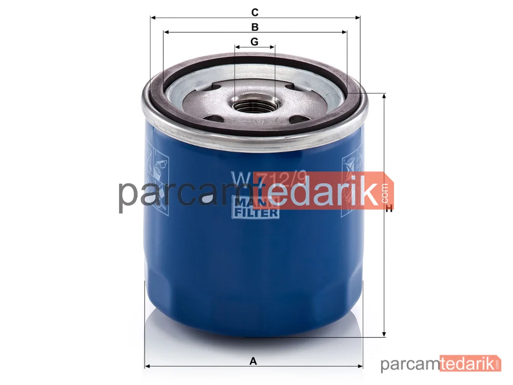 MANN FILTER W712/9 | Yağ Filtresi — Citroen Visa 0.6 78-91, Axel 0.7 81-91, LNA 0.6 76-86