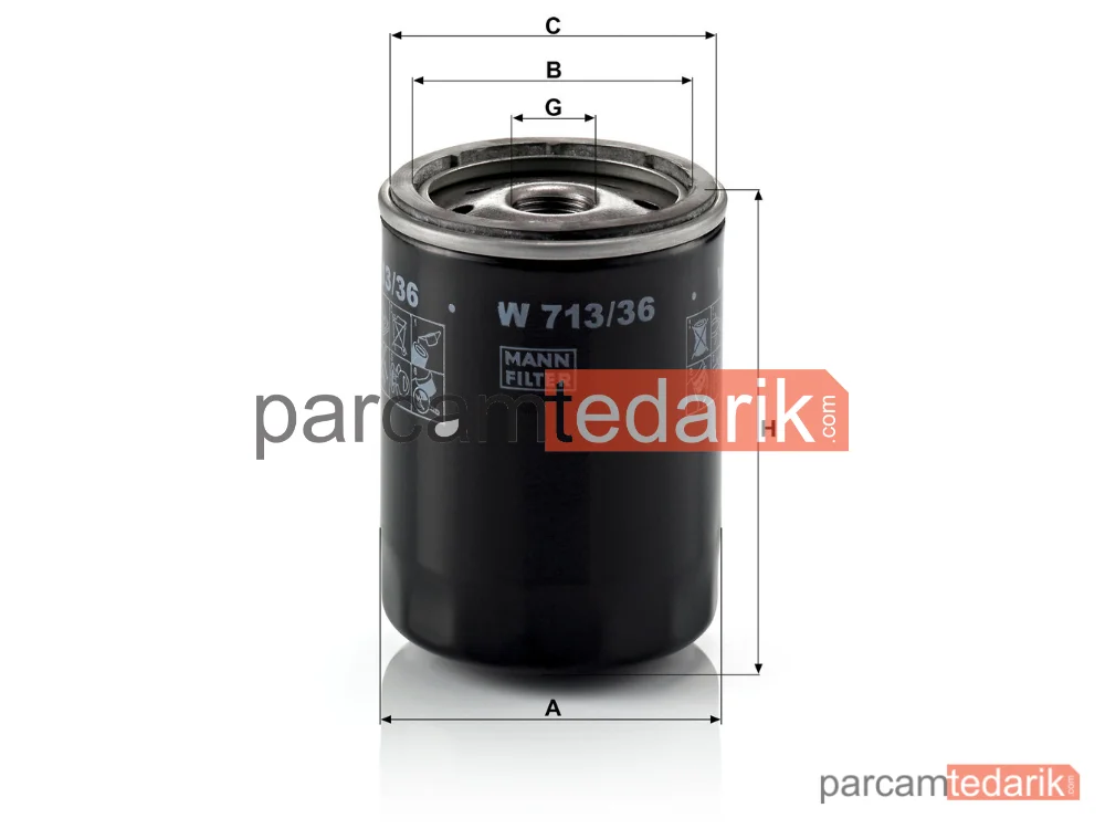 MANN FILTER W713/36 | Yağ Filtresi — Ford Ranger 2.5 Tddi 06-12, 2.5 Tdci 4X4 06-12, 3.0 Tdci 06-12