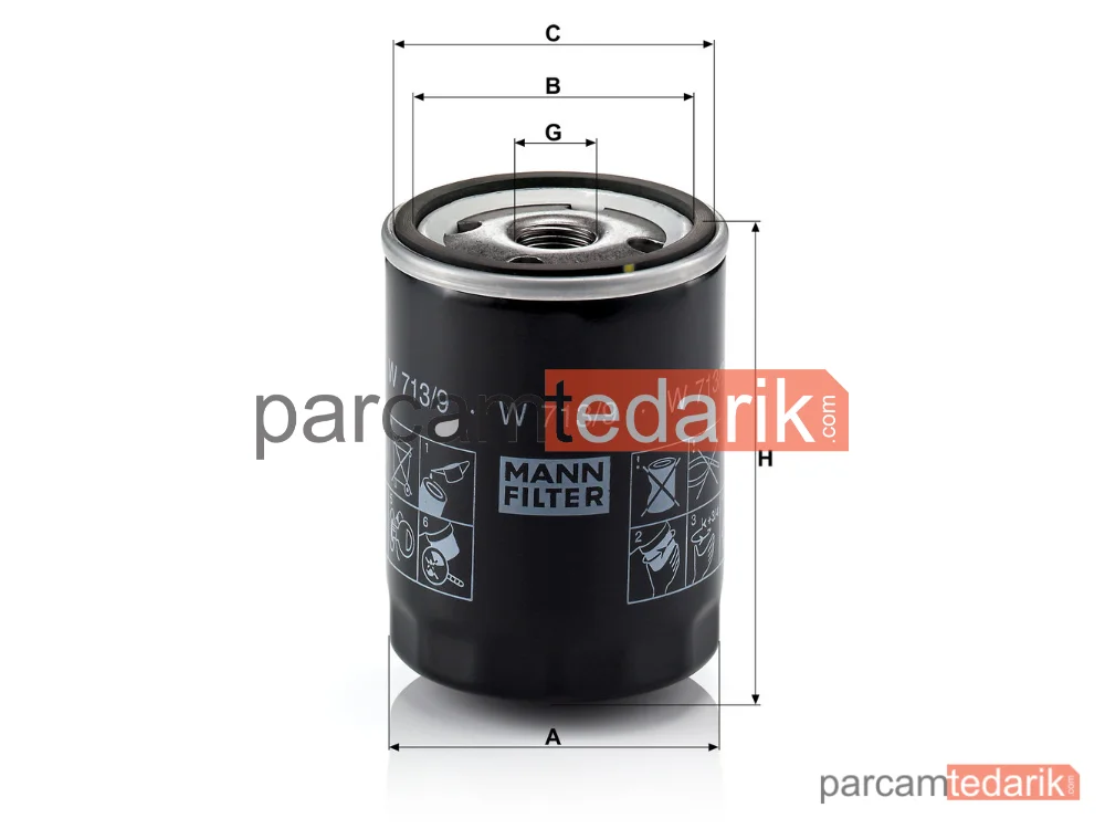 MANN FILTER W713/9 | Yağ Filtresi — Land Rover Defender SW 2.5 TD5 4X4 98-16, Discovery II 2.5 TD5 4X4 98-04