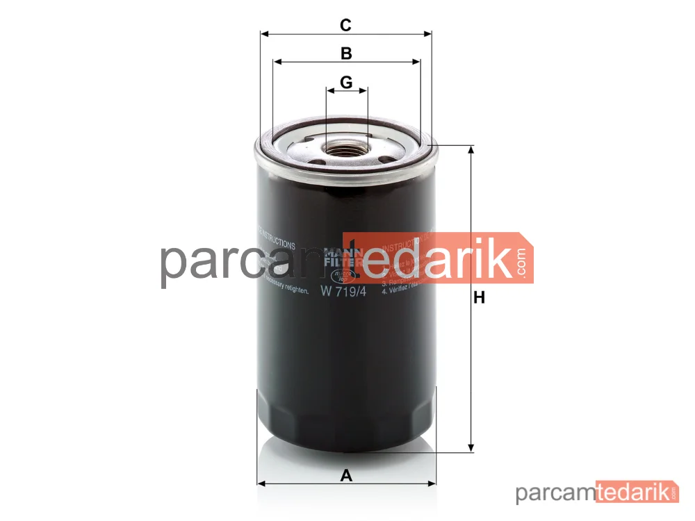 MANN FILTER W719/4 | Yağ Filtresi — Volvo FH12 93=>, FH16 93-99