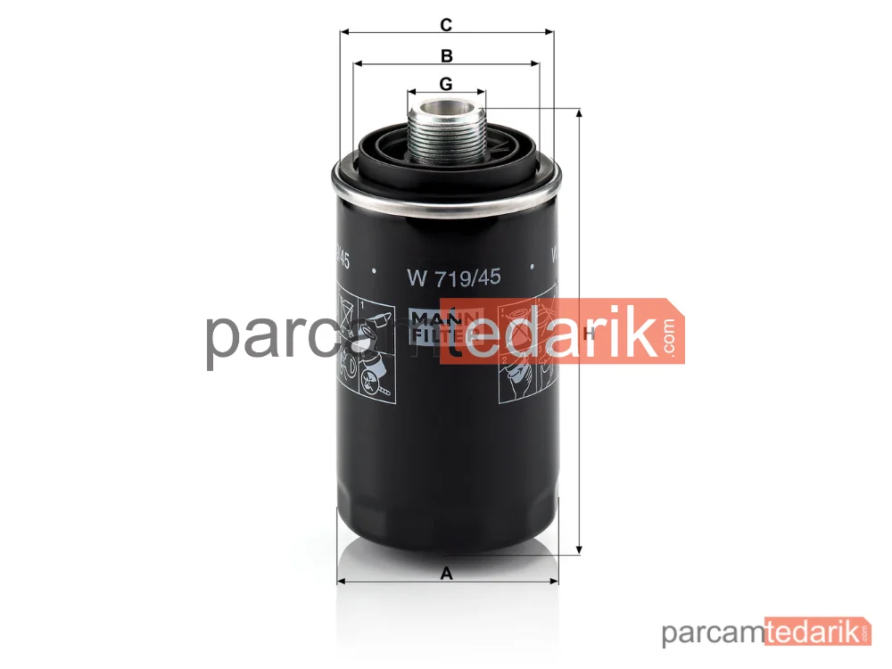 MANN FILTER W719/45 | Yağ Filtresi — Volkswagen Golf V 2.0 GTİ 04-09