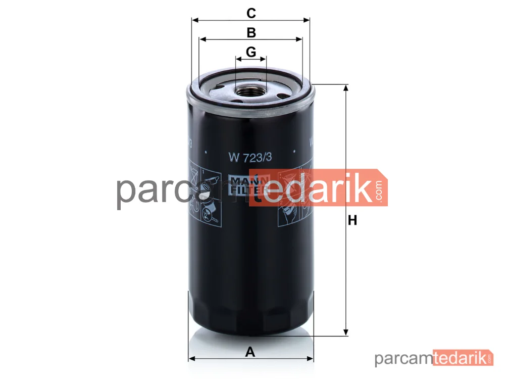 MANN FILTER W723/3 | Yağ Filtresi — Massey Ferguson