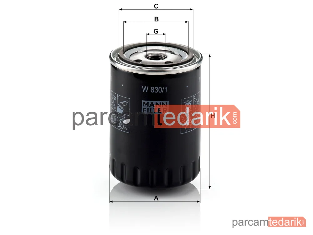 MANN FILTER W830/1 | Yağ Filtresi — Ford Galaxy .9 TDİ 97-00, Seat Alhambra .9 TDİ 96-00