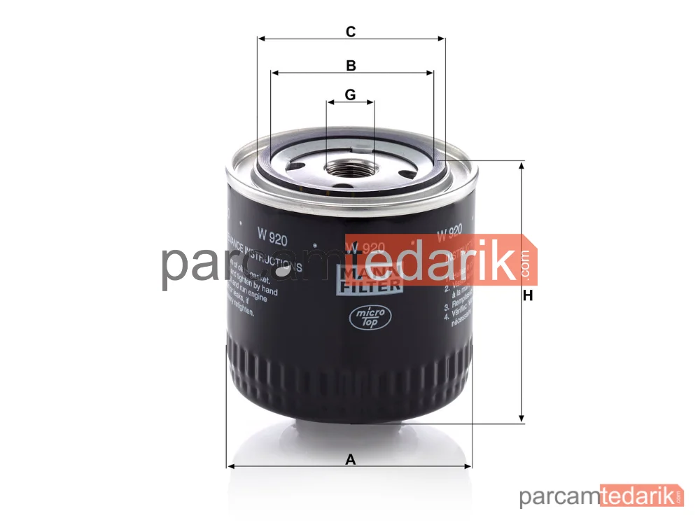 MANN FILTER W920 | Yağ Filtresi — Fendt Farmer 1 E 71=>