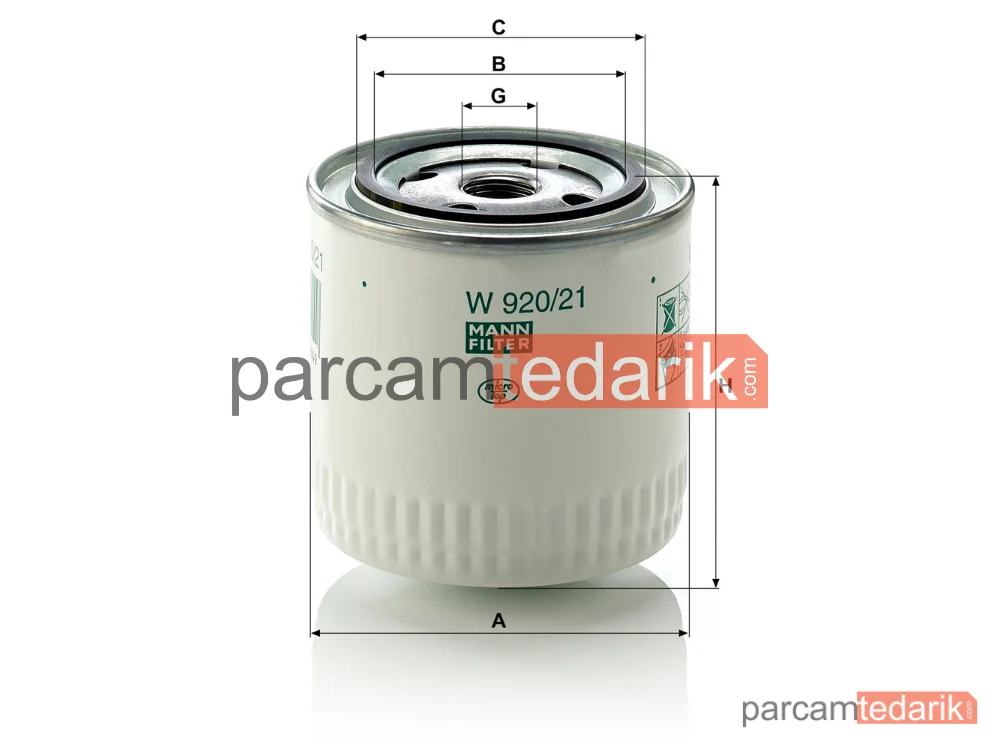 MANN FILTER W920/21 | Yağ Filtresi — Tofas Doğan 1.6 76-01, 1.6 İ.E. 99-02, 16 IE 97-02