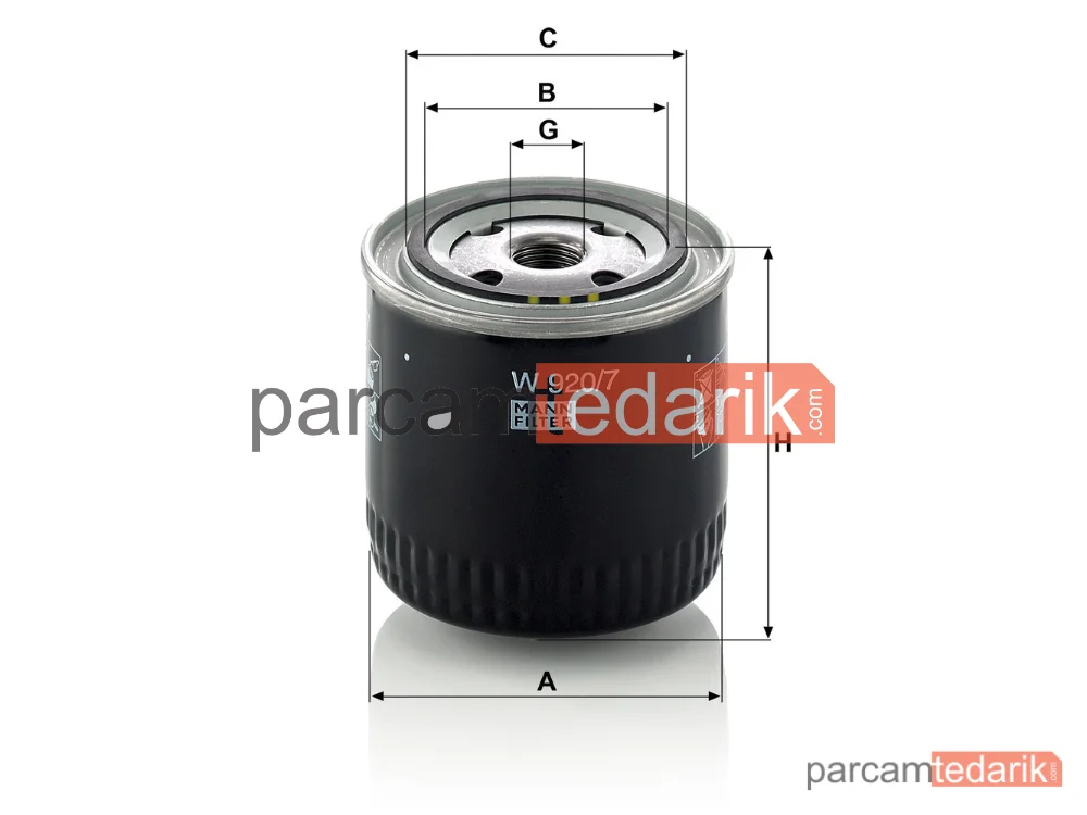 MANN FILTER W920/7 | Yağ Filtresi — Seat Fura 1.4 82-86, Ritmo 1. 78-83
