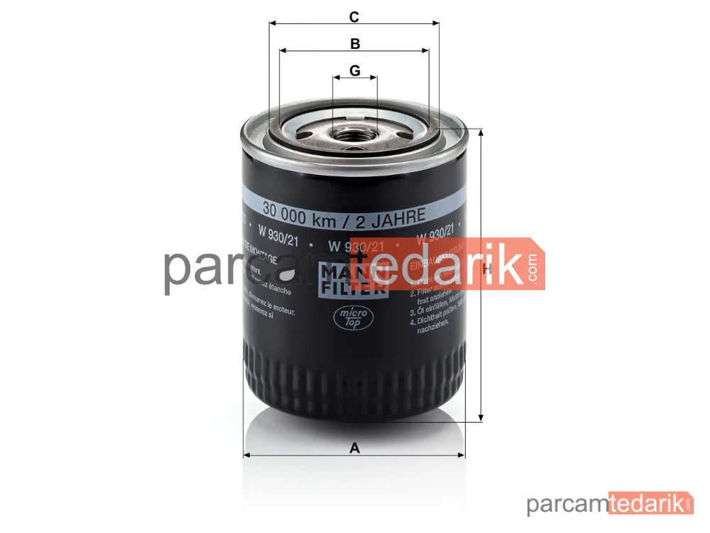 MANN FILTER W930/21 | Yağ Filtresi — Audi A4 2.8 95-00