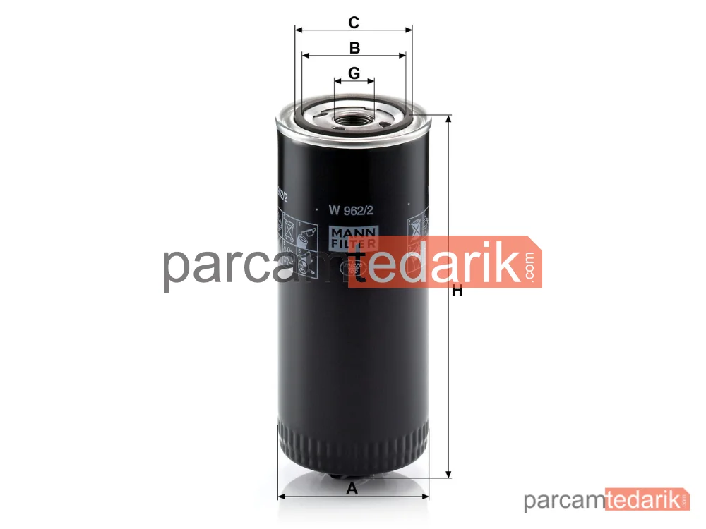 MANN FILTER W962/2 | Yağ Filtresi — Renault Trucks Midliner 92-00, Manager 91-93, G 82-91, R 80-89