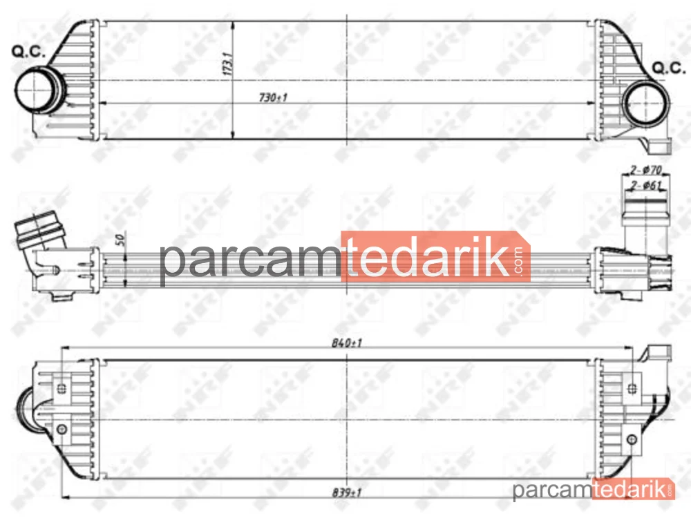 NRF 30358 | Turbo Radyatörü — Nissan NV400 Minibüs/Otobüs, Nissan NV400 Panelvan/Van, Nissan NV400 Platform şasi