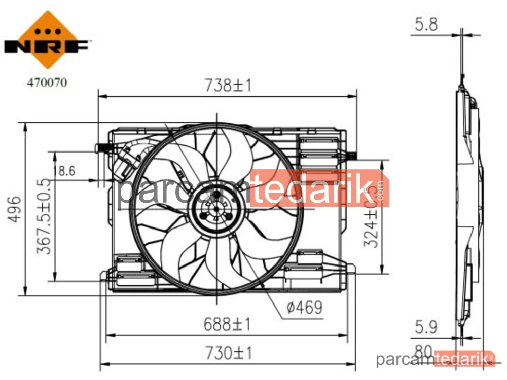 NRF 470070 | Soğutma Fanı — Mercedes W177-C118-M260-282-654 Motor Komple 400W