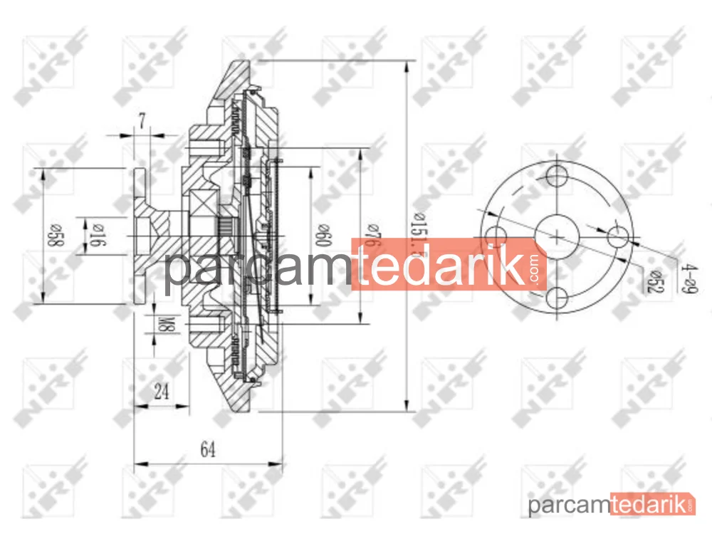 NRF 49643 | Soğutma Fanı — Mercedes W123-460 OM617-M110 Termiği