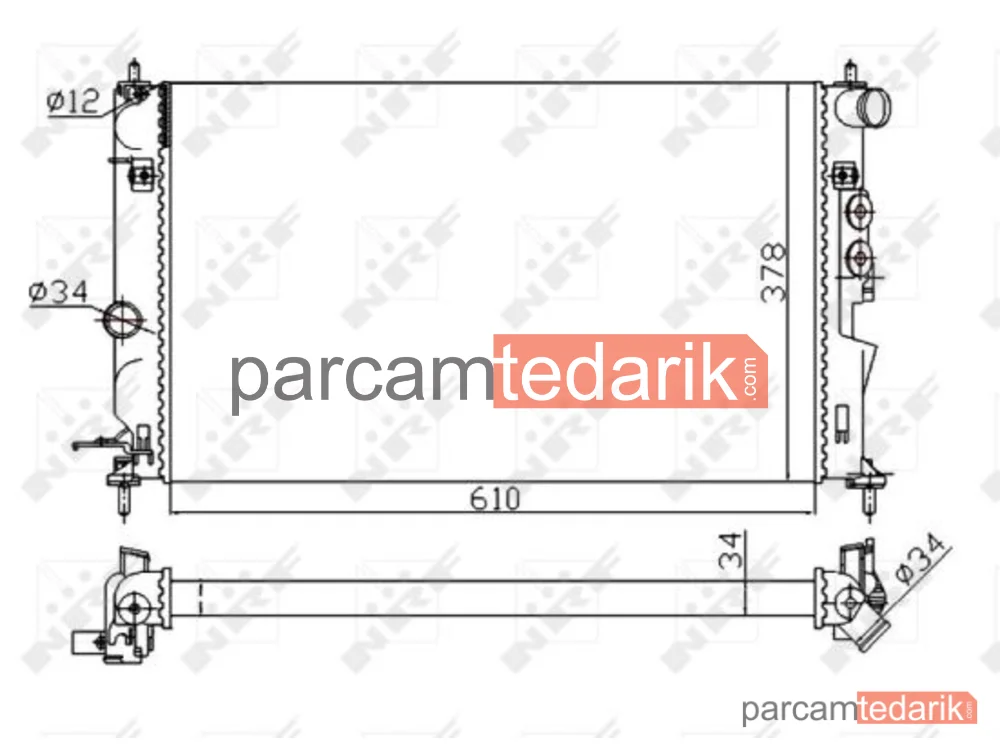 NRF 50563A | Su Radyatörü — Opel Vectra B, Opel Vectra B Hatchback, Opel Vectra B Station wagon