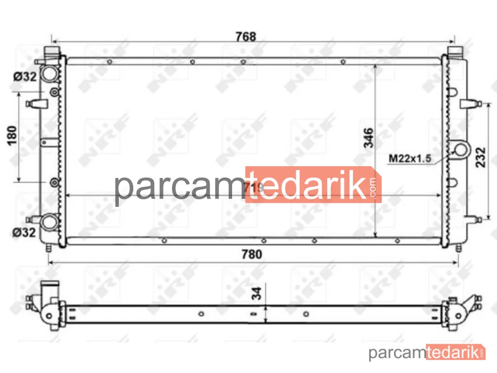 NRF 509514 | Su Radyatörü — VW California T4 Camper, VW Transporter T4 Minibüs/Otobüs (70B, 70C, 7DB, 7DK, 70J, 70K,, VW Transporter T4 Panelvan/Van)