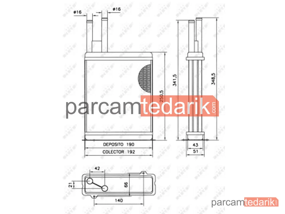 NRF 52066 | Kalorifer Radyatörü — Citroën Jumper I Minibüs/Otobüs, Citroën Jumper I Panelvan/Van, Citroën Jumper I Platform şasi