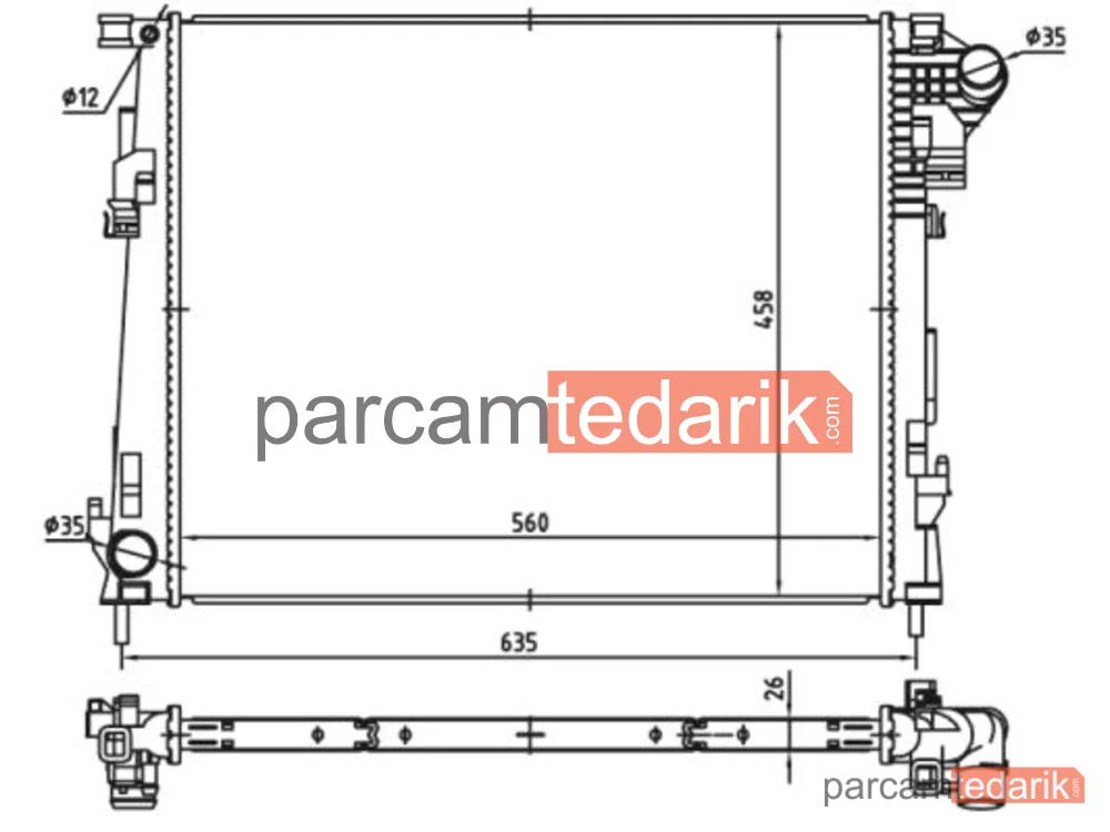 NRF 53966 | Su Radyatörü — Nissan Primastar Minibüs/Otobüs, Nissan Primastar Panelvan/Van, Opel Vivaro A Minibüs/Otobüs