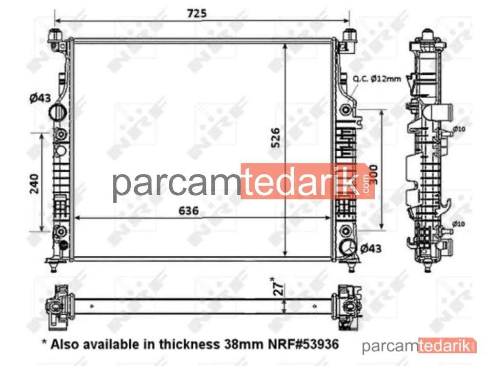 NRF 56074 | Su Radyatörü — Mercedes W164 OM642