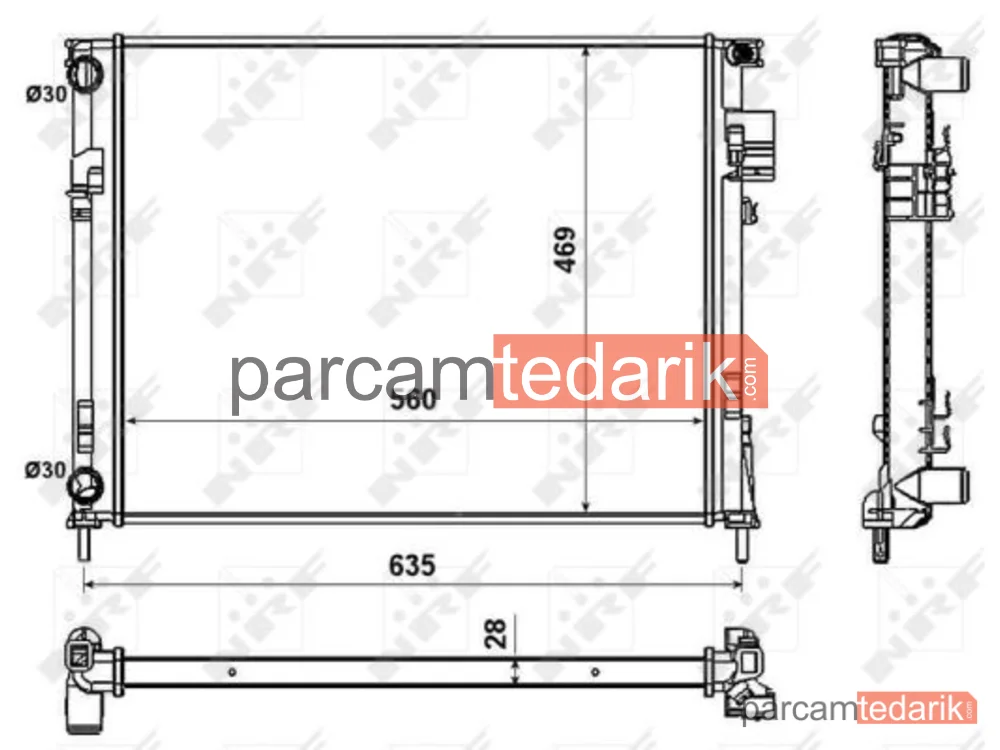 NRF 58332 | Su Radyatörü — Nissan Primastar Minibüs/Otobüs, Nissan Primastar Panelvan/Van, Opel Vivaro A Minibüs/Otobüs
