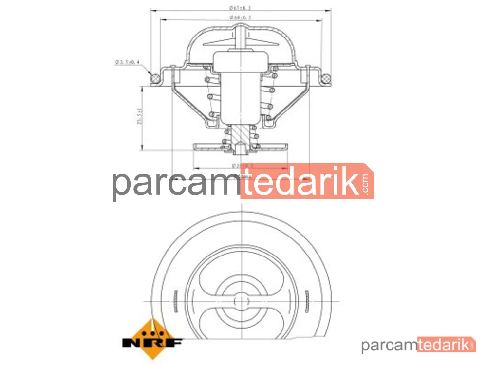 NRF 725070 | Termostat — BMW E34-E36 M50 E39 M52 92 Derece