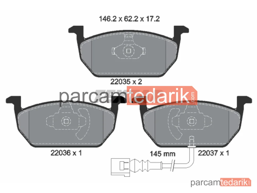 2203501 | Fren Balatası — Audi A3 Cabrio, Audi A3 Limousine, Audi A3 Sportback