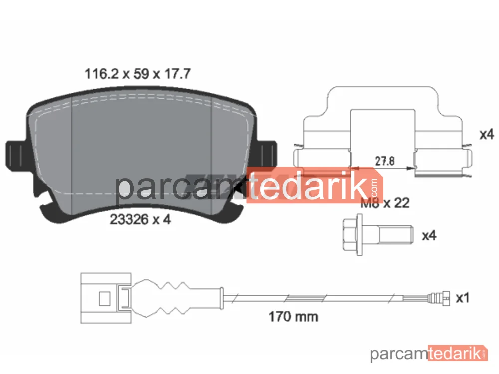 Fren Balatası — VW Transporter T5 Minibüs/Otobüs, VW Transporter T6 / Caravelle T6 Minibüs/Otobüs (SGB, SGJ, SHB,, VW Transporter T6 Panelvan/Van) - 2332602