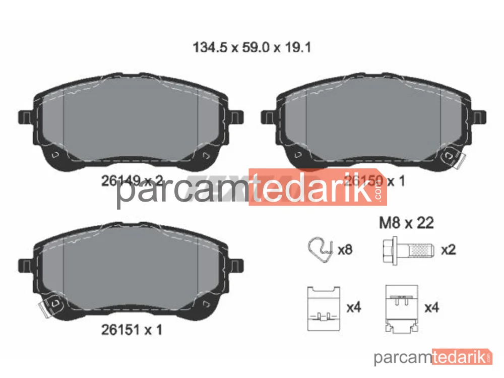 2614901 | Fren Balatası — Toyota Corolla CROSS, Toyota Corolla Hatchback, Toyota Corolla Sedan
