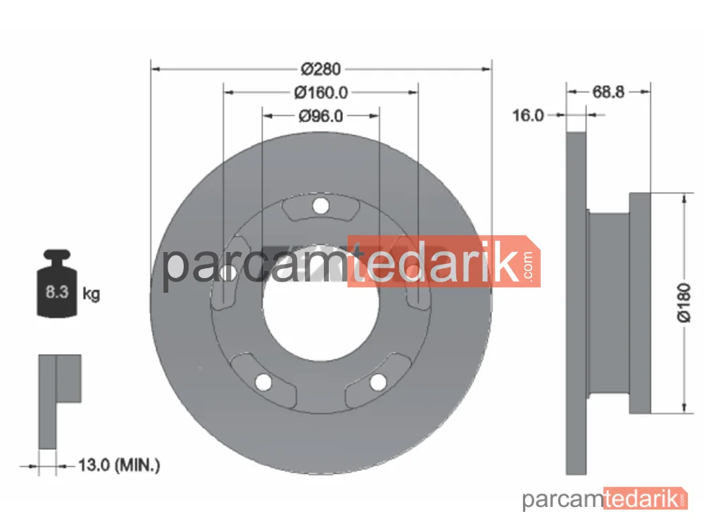 92159103 | Fren Diski — Ford Transit Minibüs/Otobüs, Ford Transit Panelvan/Van, Ford Transit Platform şasi