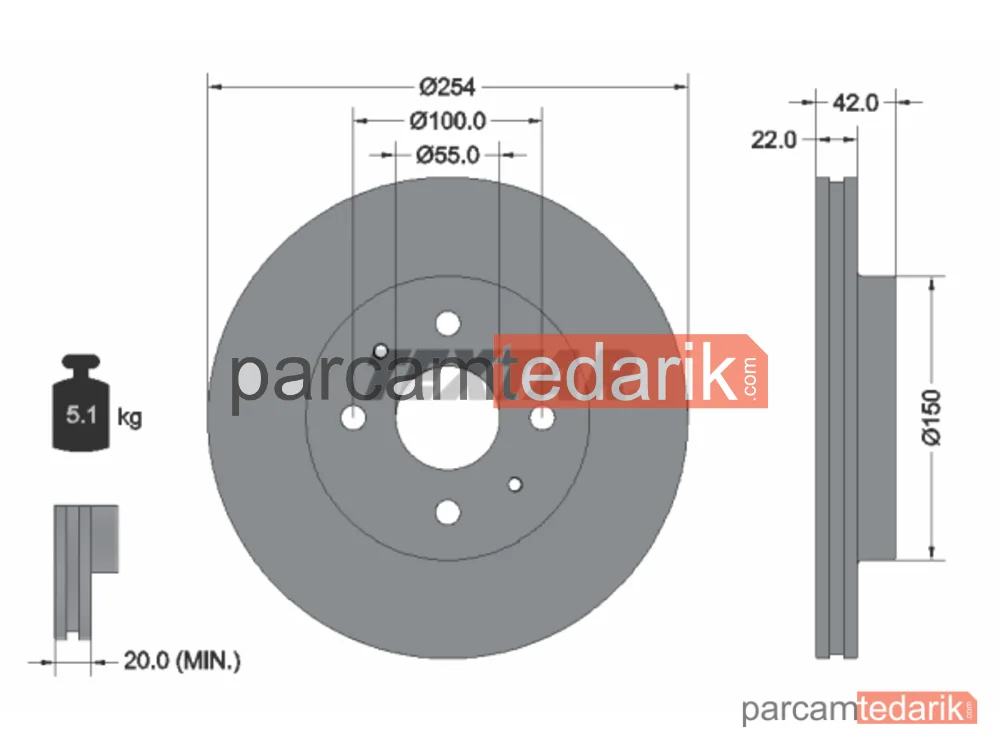 92204503 | Fren Diski — Daihatsu Sirion, Daihatsu Materia, Subaru JUSTY IV