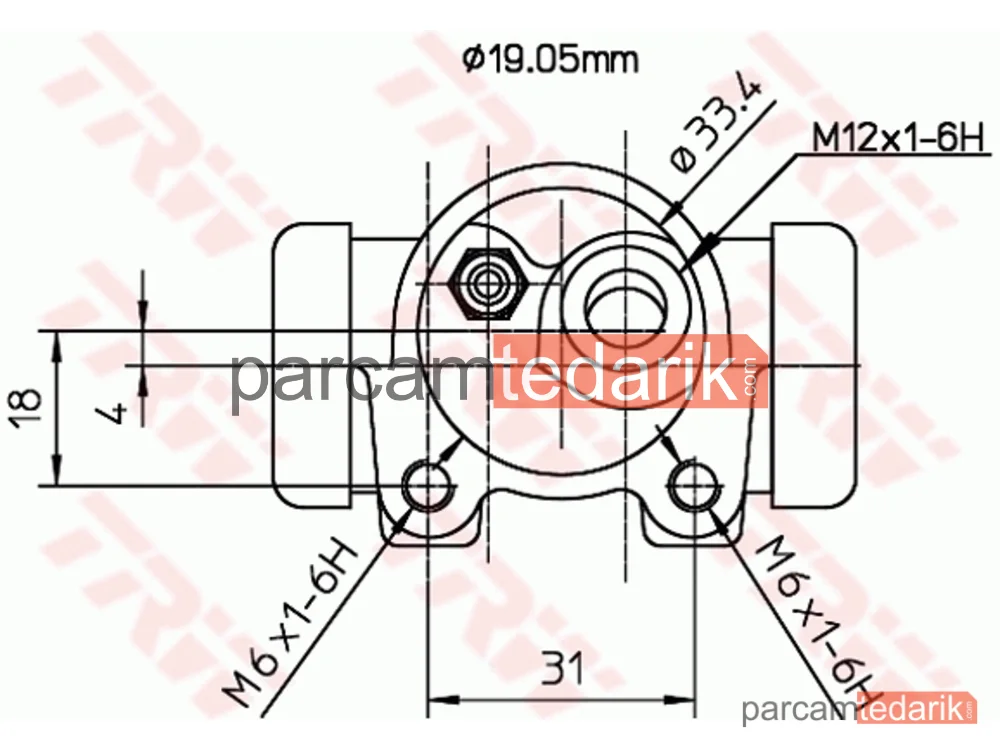 TRW BWD114 | Fren Silindiri Arka Sol 19 MM Peugeot 205 I 1.0-1.1-1.4 83-87, 1.5 84-87, 1.6 86-87, 1.6 GTİ 84-87, 1.9 GTİ 86-87, 1.7 D 83-87
