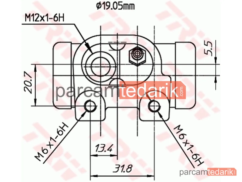 TRW BWD307T | Fren Silindiri Arka Sol 19 MM Citroen C3 1.1 İ02=>, 1.4 İ 02-10, 1.4 HDİ 02=>, Pluriel 1.4 03=>
