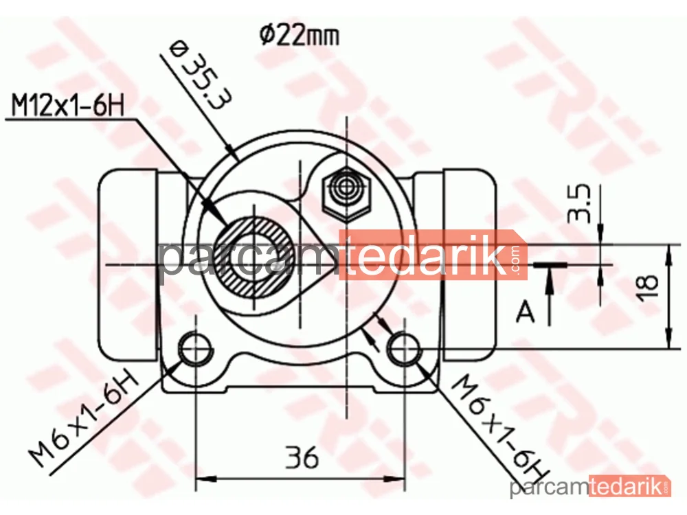 TRW BWH114 | Fren Silindiri Arka Sol 22,2 MM Renault 21 1.7 89-94, 2.0 4X4 90-92, 1.9-2.1 89-94