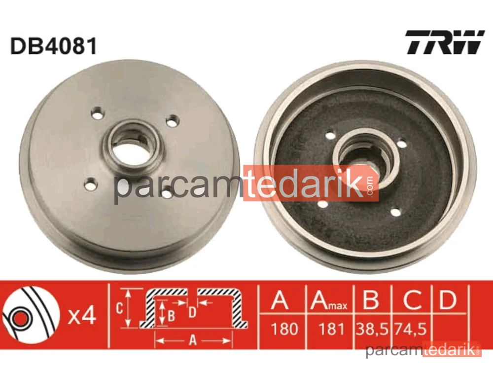 DB4081 | Fren Kampanası — Audi 50, Audi 80 B1 Sedan, Audi 80 B2 Sedan