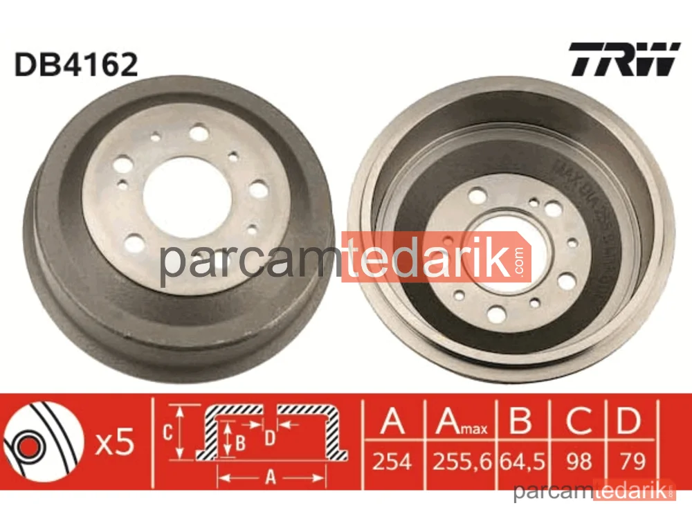 DB4162 | Fren Kampanası Arka Fiat Ducato 2.0 94-02, 2.0 JTD 01-02, 2.5 TD 4X4 94-01, 2.5 Combinato 94-02, 2.8 D 98-02, 2.8 TDİ 97-02, 2.8 TDİ 4X4 99-02, 2.8 JTD 00-02