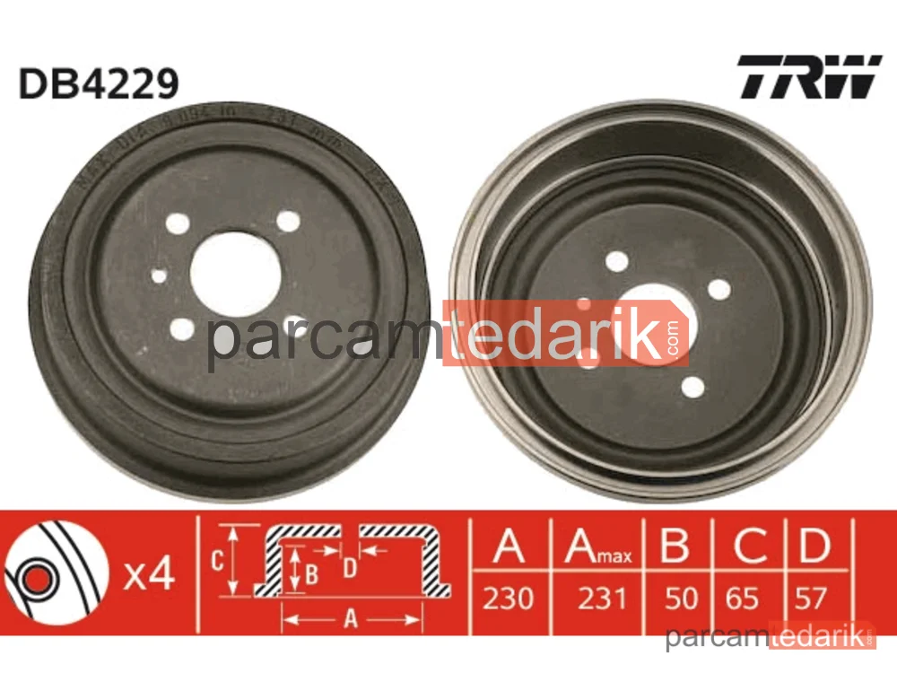 DB4229 | Fren Kampanası — Opel Astra F Classic Station wagon, Opel Astra F Kombi Van, Opel Astra F Sedan