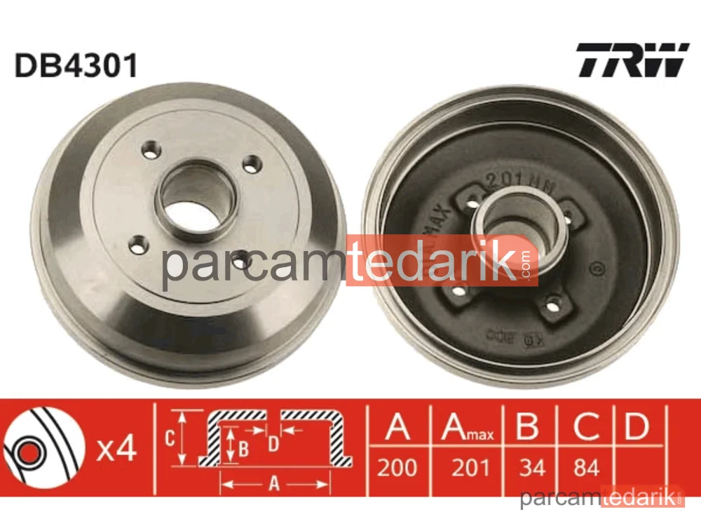 DB4301 | Fren Kampanası Opel Corsa C ABS'SIZ
