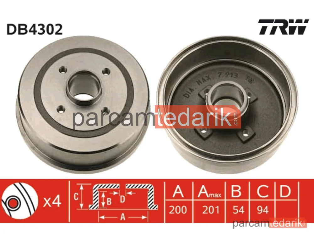 DB4302 | Fren Kampanası Arka (Opel Corsa C 01-06) ABS'LI