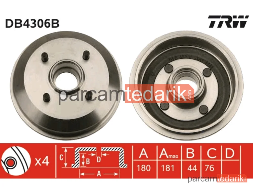 DB4306B | Fren Kampanası Arka [ Ford Courier BOX (F3L, F5L)