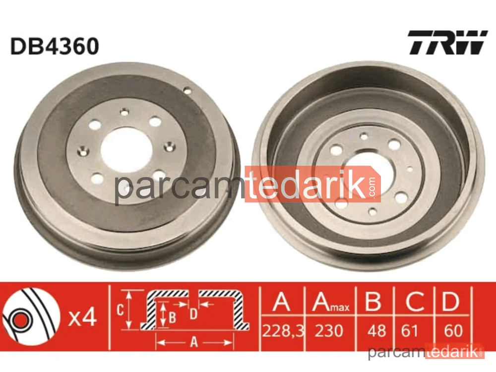 DB4360 | Fren Kampanası Opel ADAM Corsa D-E Fiat Punto