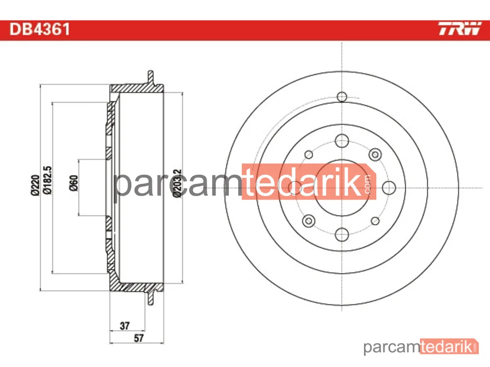 TRW DB4361 | Fren Kampanası Opel ADAM Corsa D Fiat Punto Citroen NEMO Peugeot Bipper