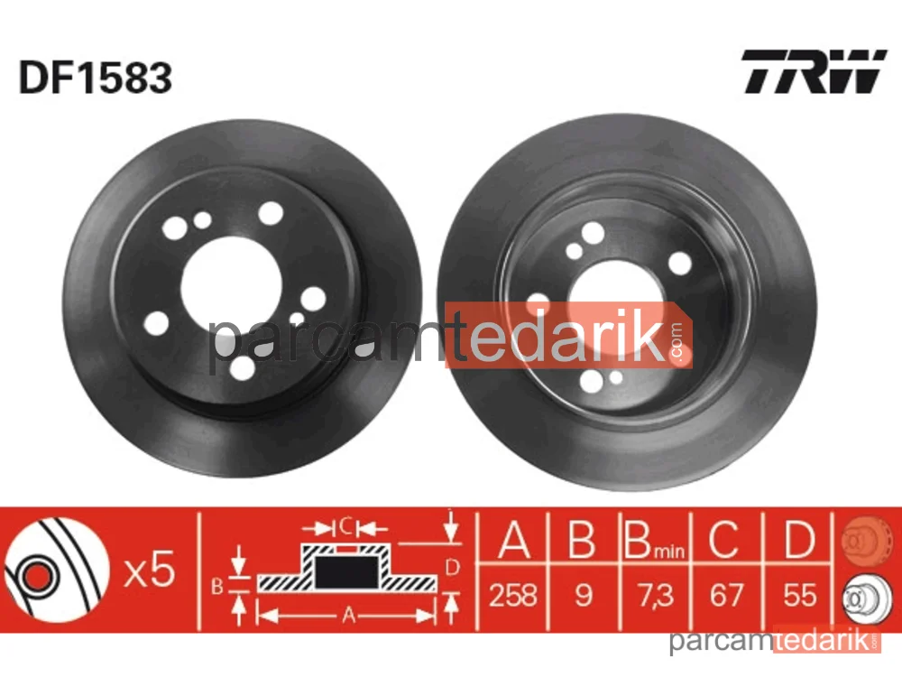 DF1583 | Fren Diski (Mercedes W124-W201-W202 Arka Takım)