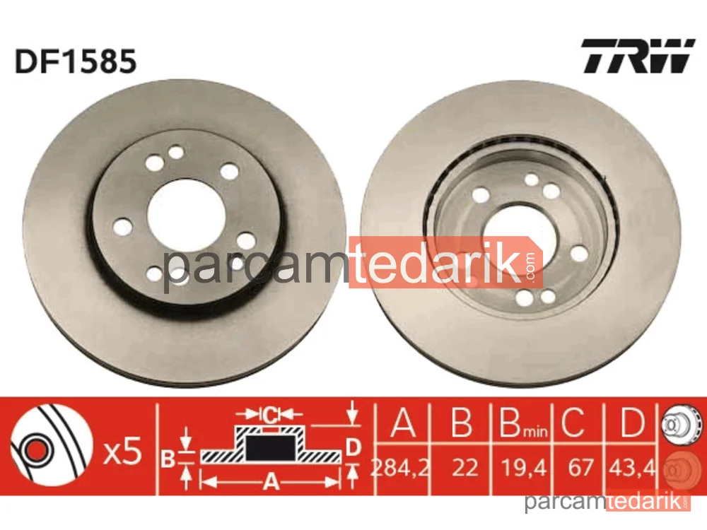 DF1585 | Mercedes W124 Fren Diski Havalı Takım A1244212712